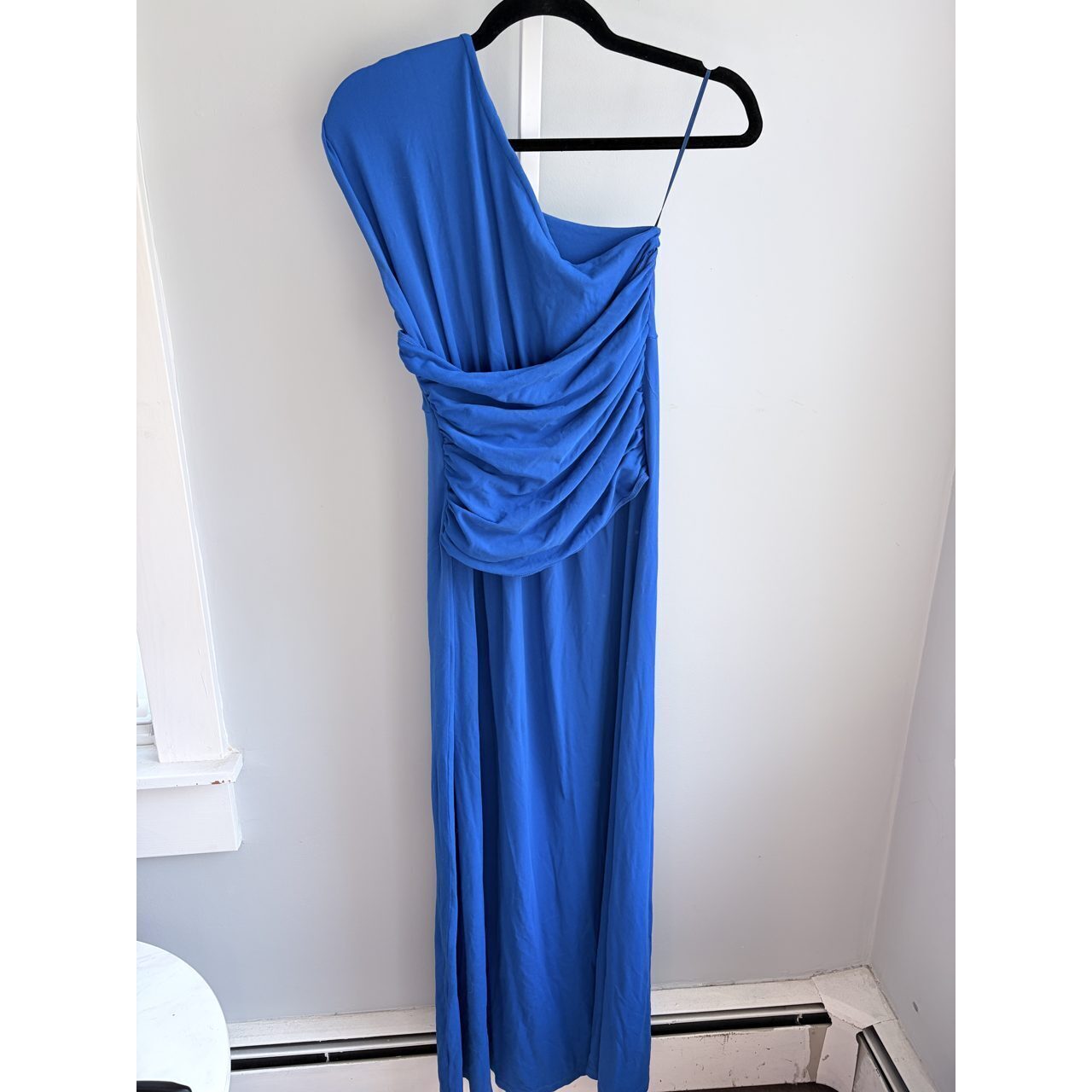 Susana Monaco Blue Ruched Supplex Maxi Dress